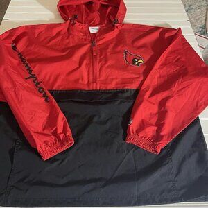 Champion Arizona Cardinals NFL Football Windbreaker Hoodie 2XL Half Zip Kangaroo